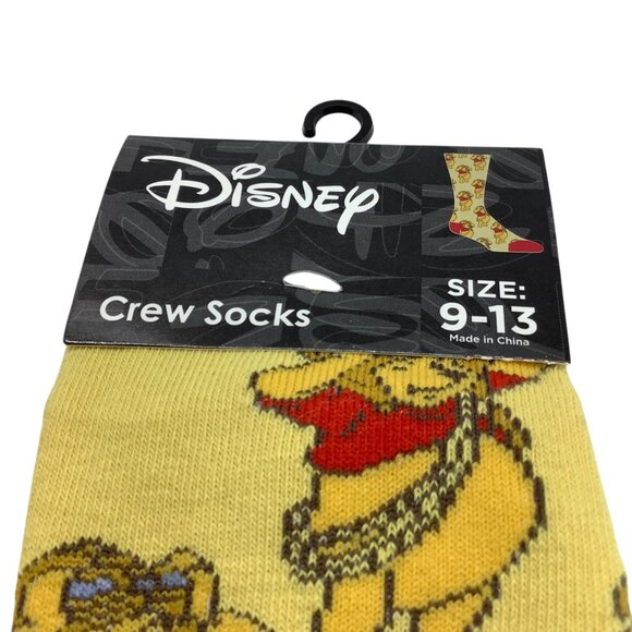 Disney Winnie The Pooh Crew Socks 2 Pair Size 9-13 Red & Yellow Striped - Picture 2 of 6